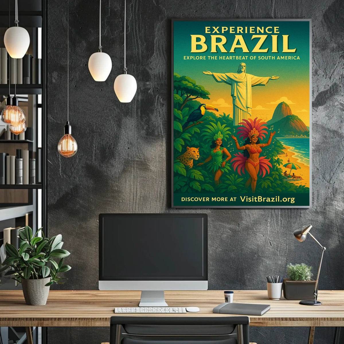 Brazil Culture and Nature Vibrant Dancers Wildlife Poster