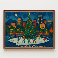 Holiday Skating Salt Lake City Festive Impressionism Poster