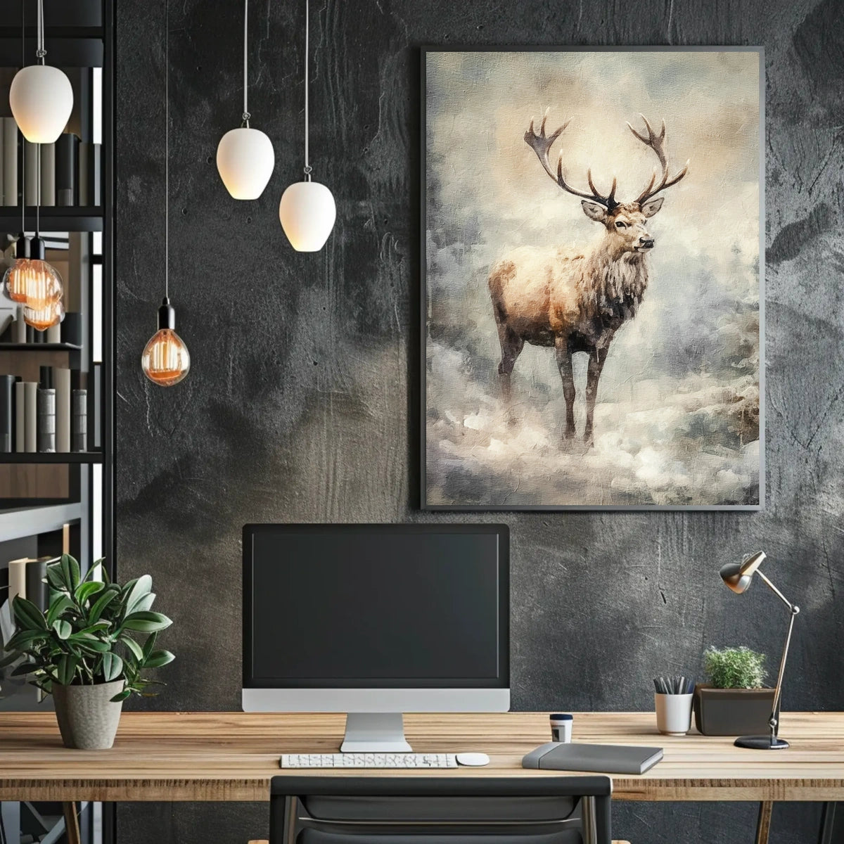 Majestic Elk In Mist Poster