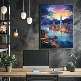 Vibrant Metropolis Skyline Art Print Travel Poster
