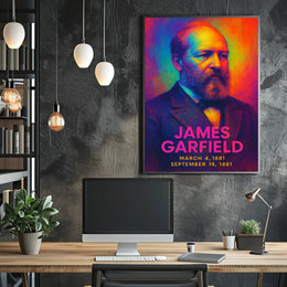 James A. Garfield 20th President of the United States Neon Gradient Overlay Poster