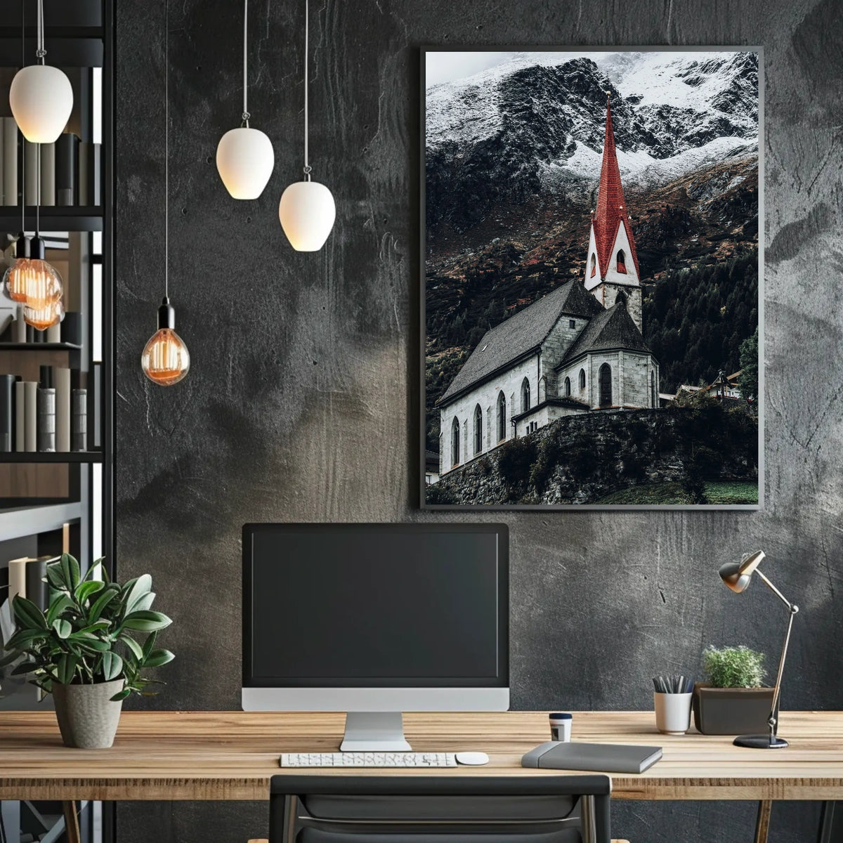 Alpine Church In Winter Poster