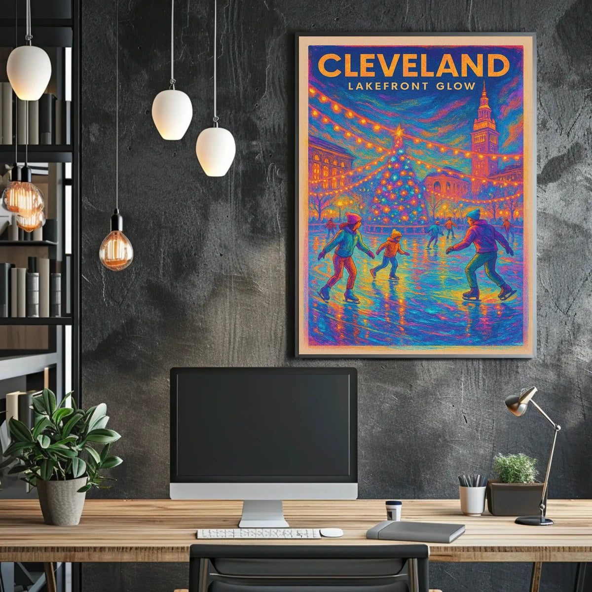 Cleveland Lakefront Glow Poster