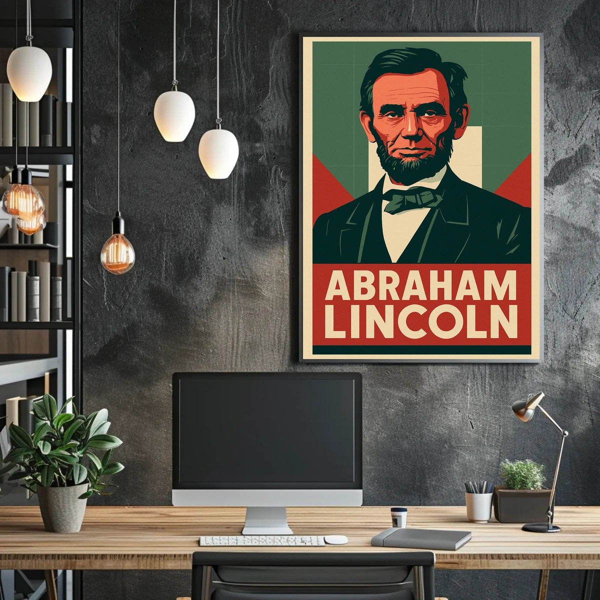 Abraham Lincoln Historic Portrait Vintage Ads Photography Realism Civil War Era US History Patriotic Decor Poster