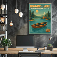 Higgins Lake Vintage Travel Poster Wall Art
