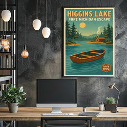Higgins Lake Vintage Travel Poster Wall Art