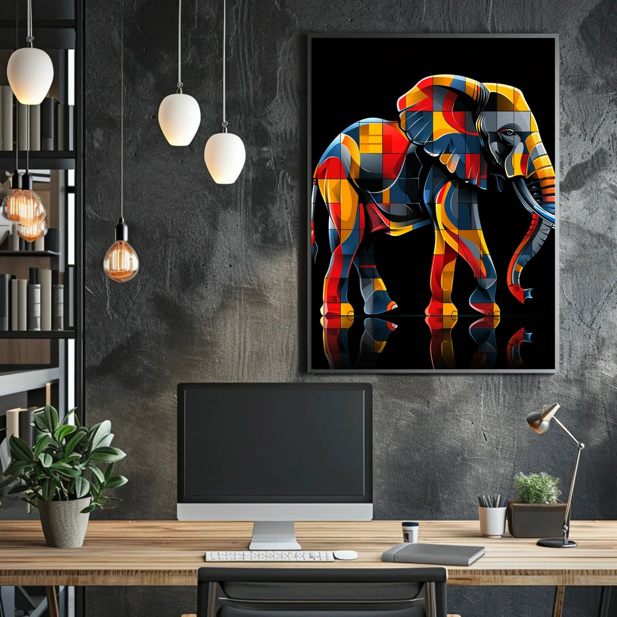 Vibrant Elephant Mosaic Poster