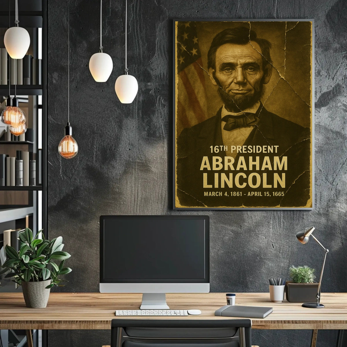 Abraham Lincoln 16th President of the United States Damaged Photograph Poster