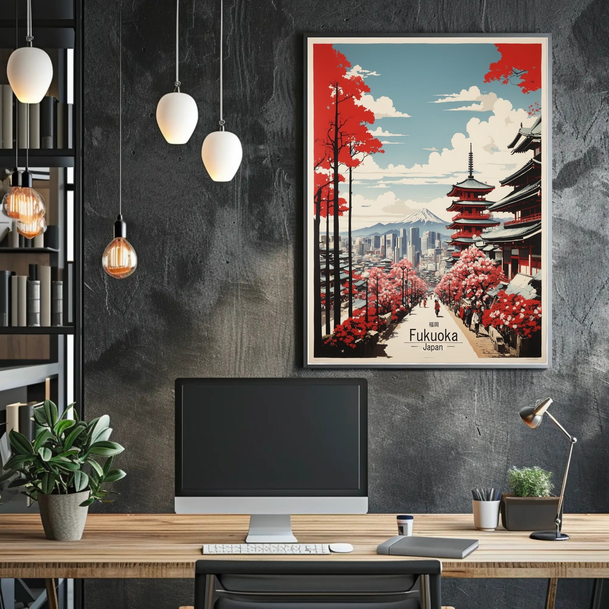 Fukuoka Harmony: Traditional Meets Modern Cultural or Heritage Poster