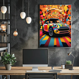 Vibrant Mini Cooper Pop Art for Artistic Poster Enthusiasts