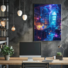 Magical Alchemy Library Fantasy or Mythology Poster PosterGoat