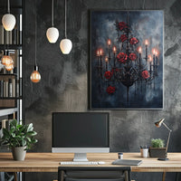 Gothic Chandelier and Rose Poster Poster
