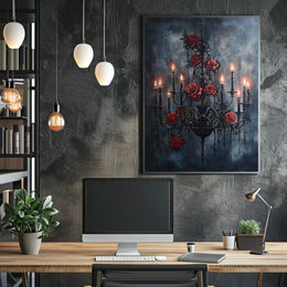 Gothic Chandelier and Rose Poster Poster