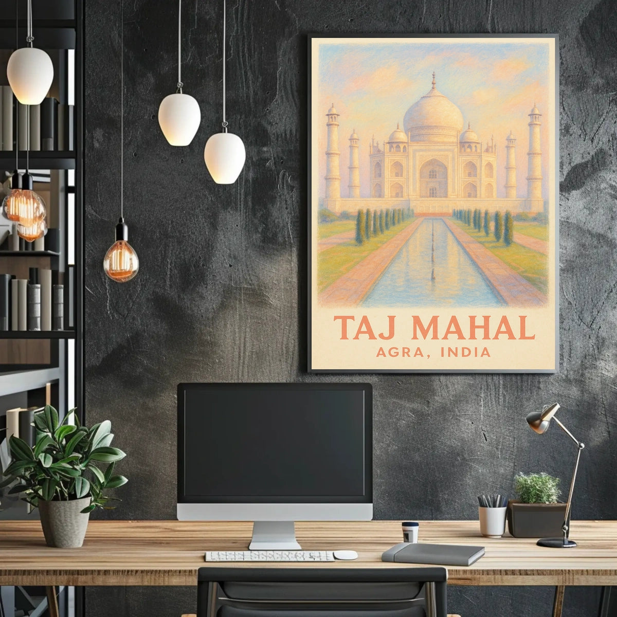 Iconic Taj Mahal Agra India Travel Architecture Photography Realism Heritage Poster