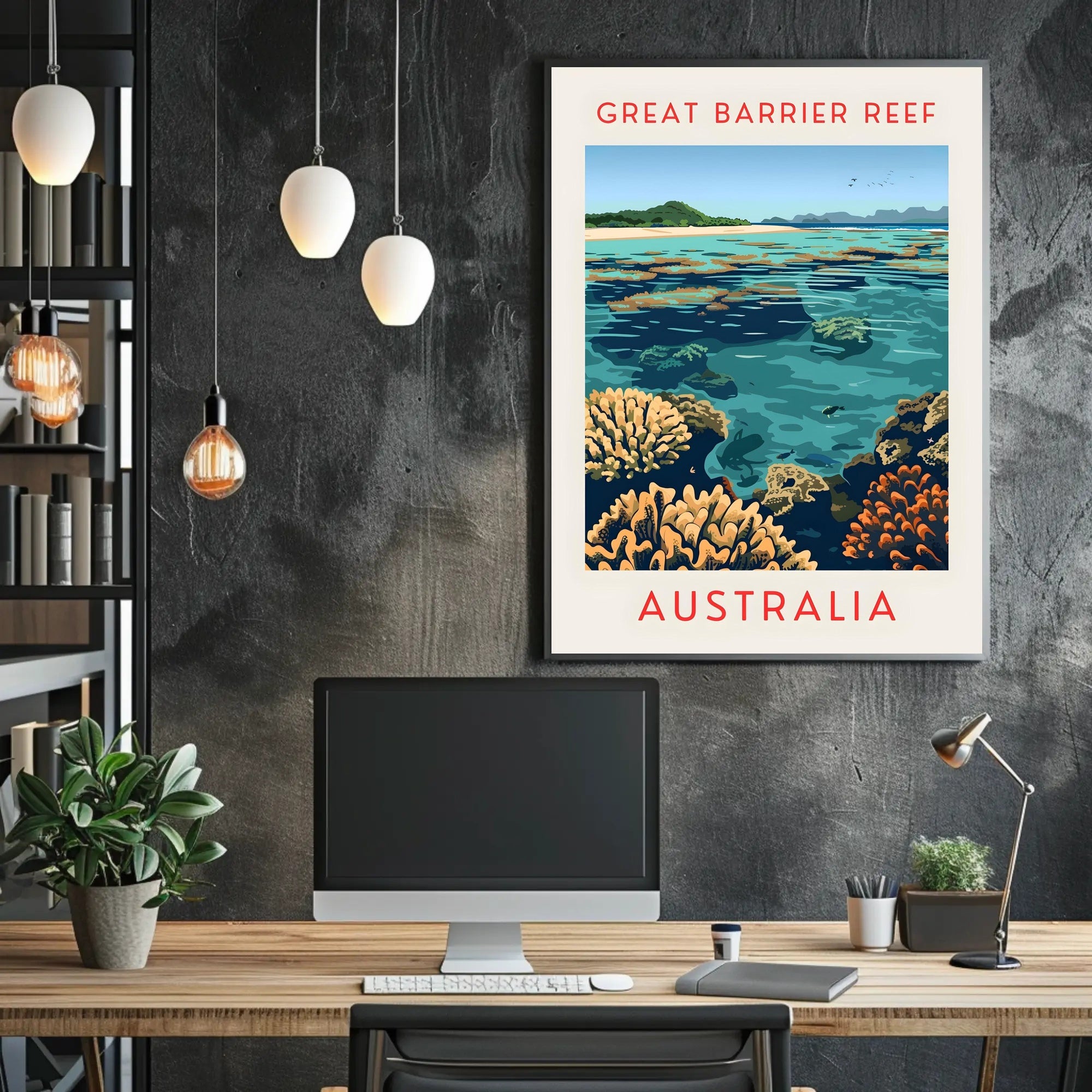 Great Barrier Reef: Vibrant Marine Life and Coral Formations Poster