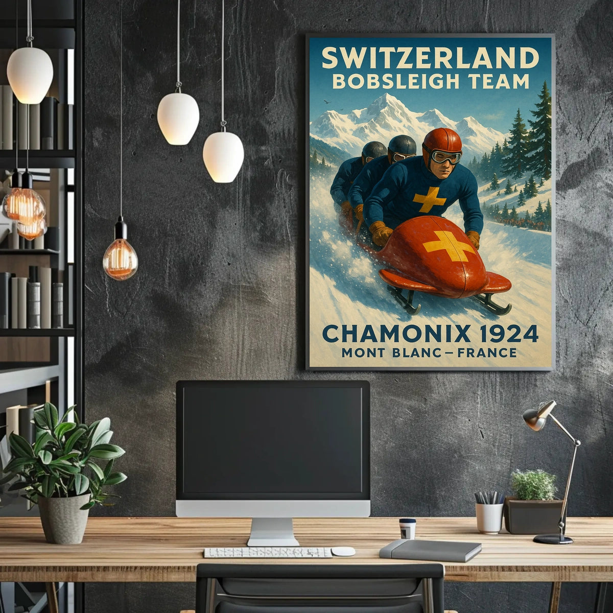 Switzerland Bobsleigh Team Chamonix 1924 Poster