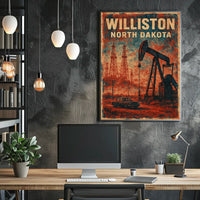 Williston Oil Heritage Vintage Industrial Poster