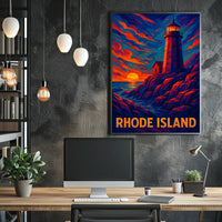Rhode Island Lighthouse At Sunset Poster