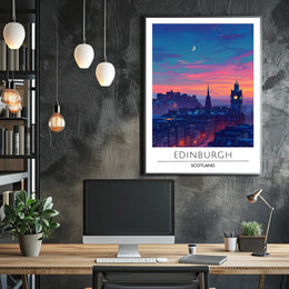 Edinburgh Evening Skyline Travel Poster