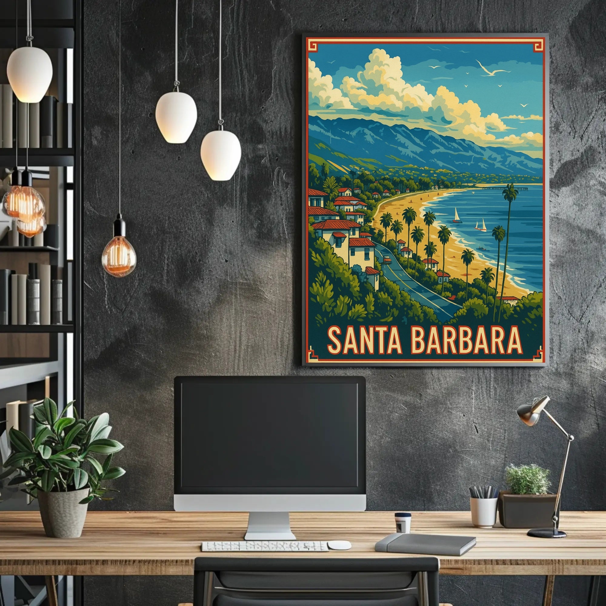 Santa Barbara Vintage Travel Scenic Seaside Poster