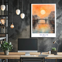 Sunset Over Dublin Bridge Poster PosterGoat