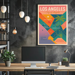Vibrant Los Angeles Map Retro-Modern Travel Poster PosterGoat
