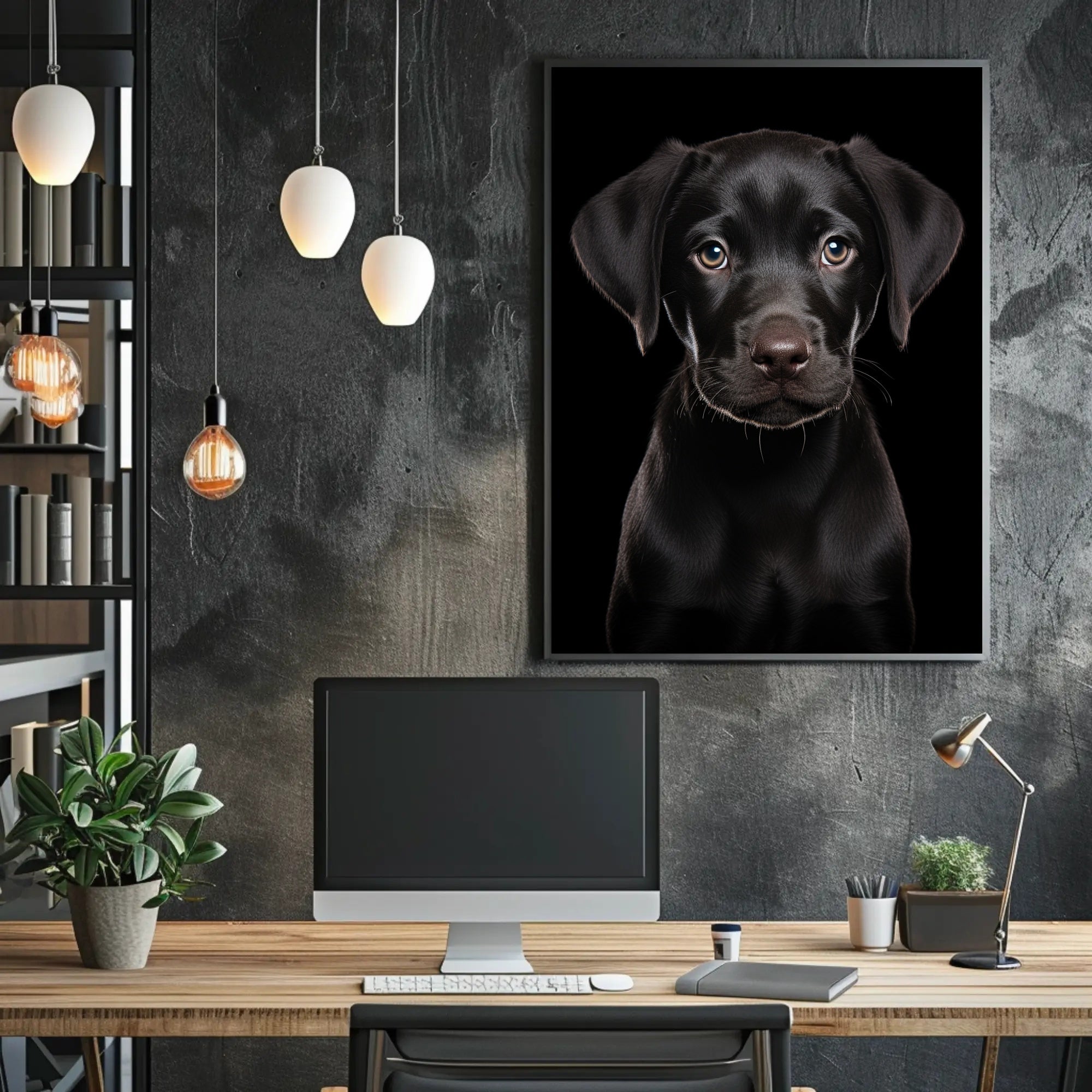 Portrait Of A Black Labrador Puppy Poster PosterGoat