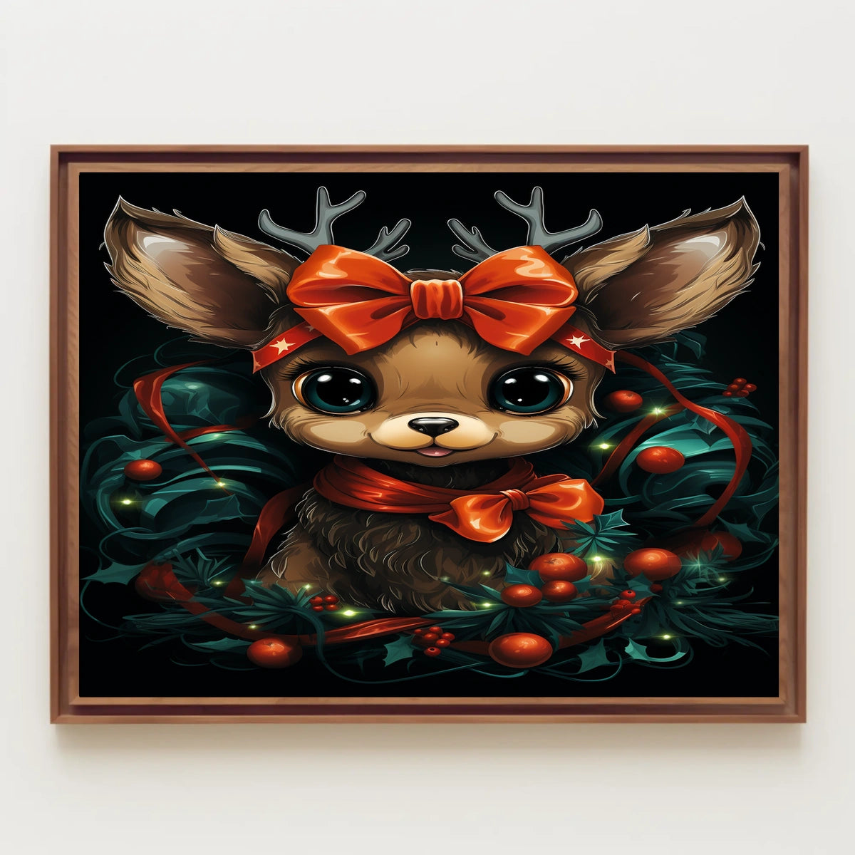 Festive Reindeer Illustration Poster