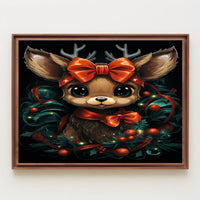 Festive Reindeer Illustration Poster