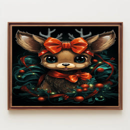 Festive Reindeer Illustration Poster