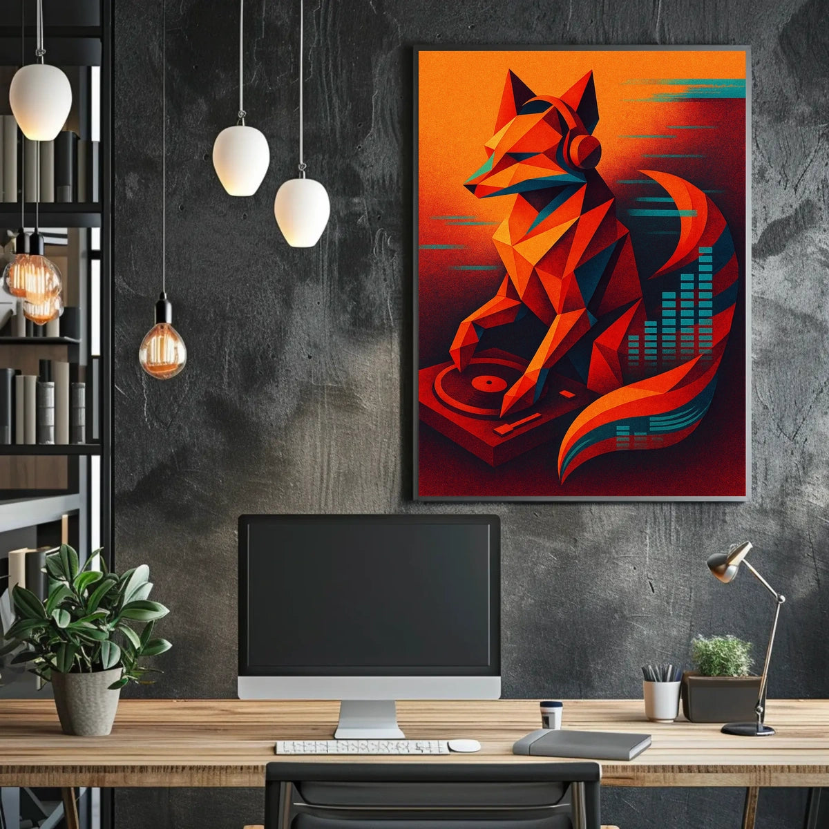 Geometric Fox Dj Poster