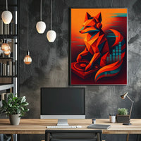Geometric Fox Dj Poster