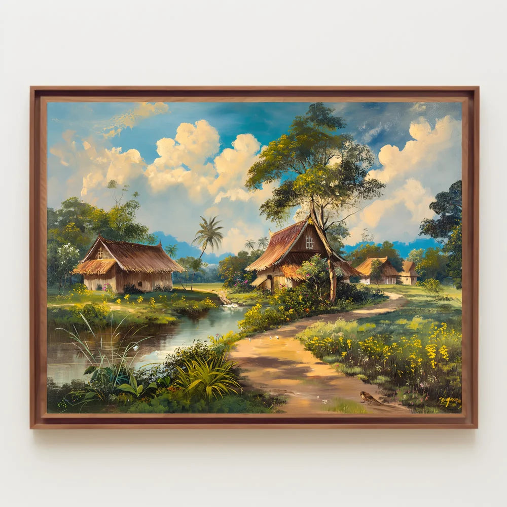 Serene Tropical Countryside Impressionist Art Poster
