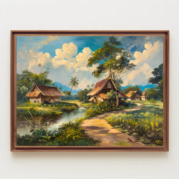 Serene Tropical Countryside Impressionist Art Poster
