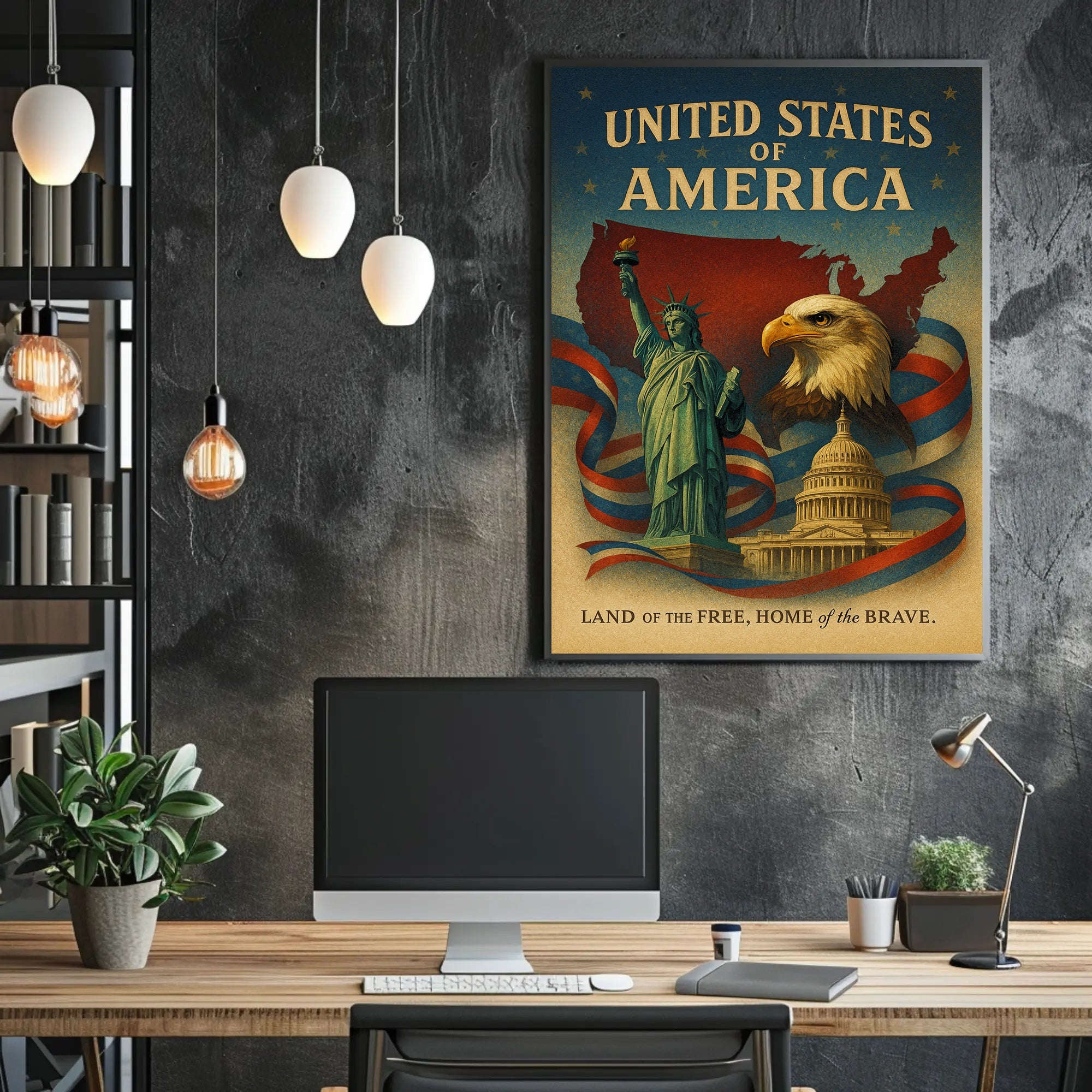 United States of America Land of the Free Poster PosterGoat