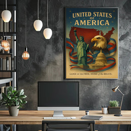 United States of America Land of the Free Poster PosterGoat