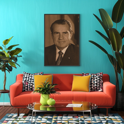 Richard Nixon 37th President Sepia Photo