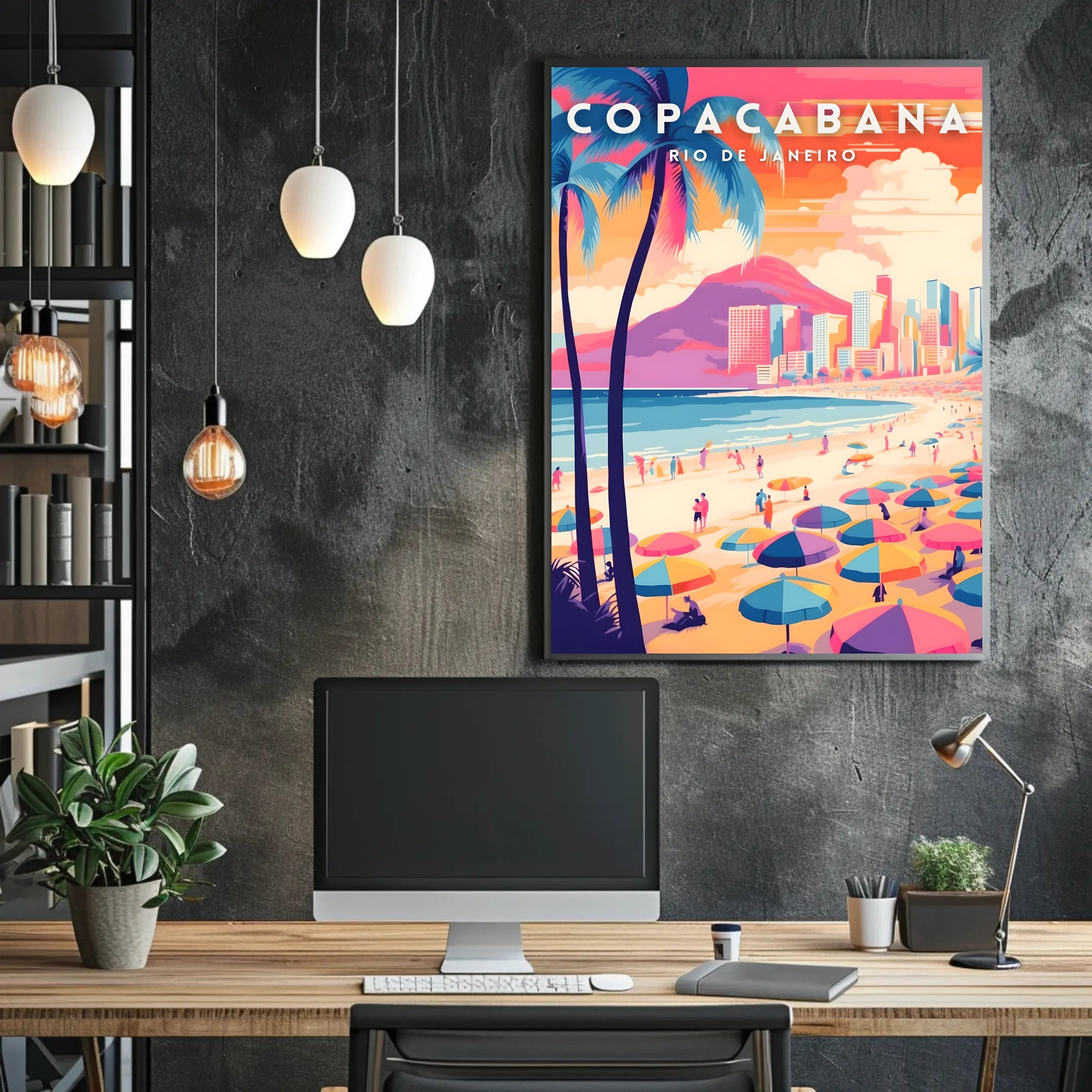 Copacabana Beach Rio de Janeiro Travel Poster