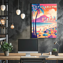 Copacabana Beach Rio de Janeiro Travel Poster