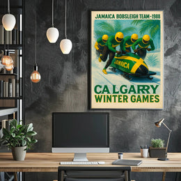 Jamaica Bobsleigh Team 1988 Winter Poster
