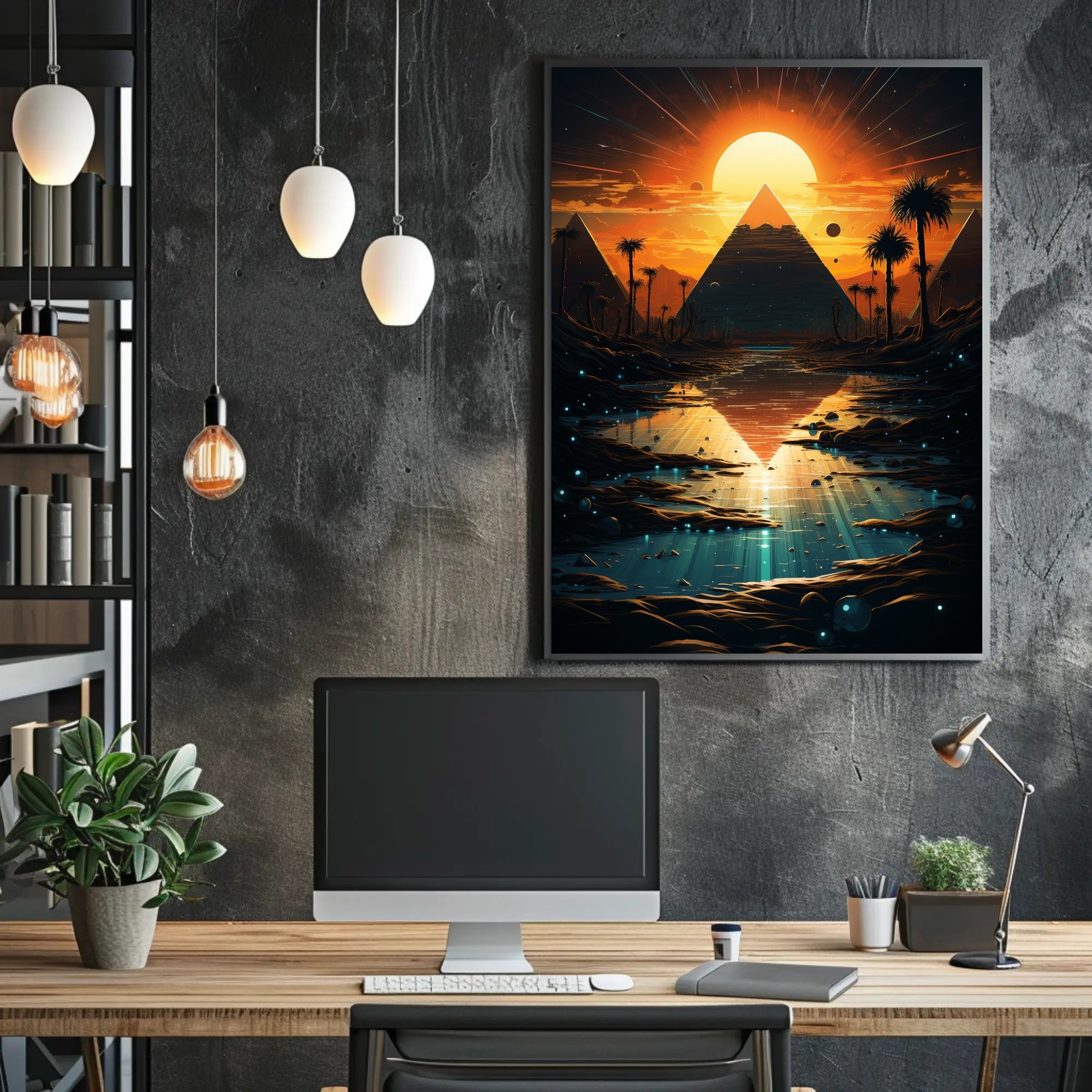 Sunset Over The Pyramids Poster