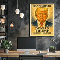 Donald Trump 45th President of the United States Exaggerated Cartoon Sketch Poster