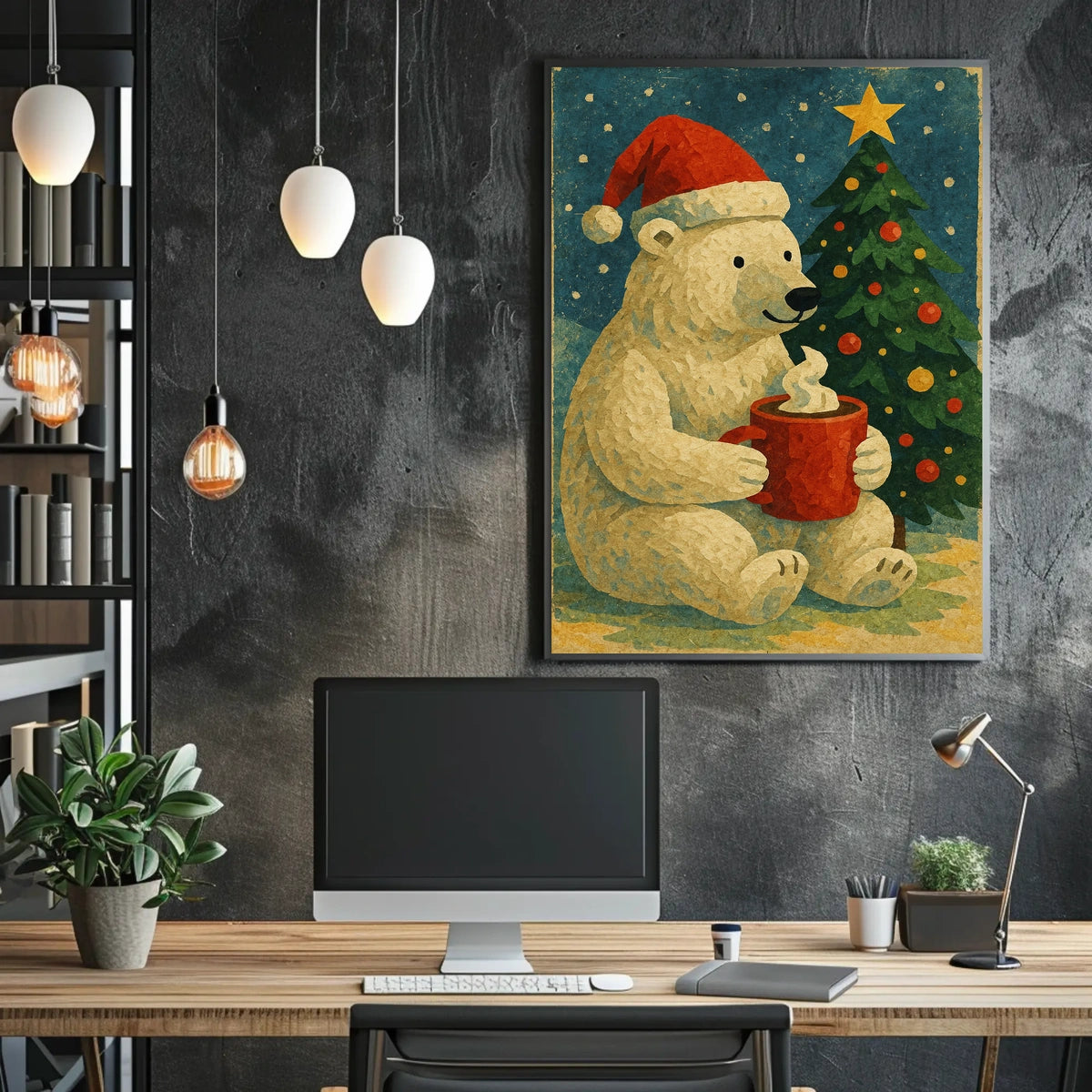 Festive Polar Bear Holiday Poster