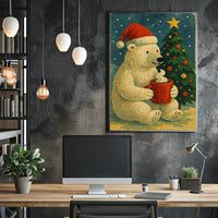 Festive Polar Bear Holiday Poster