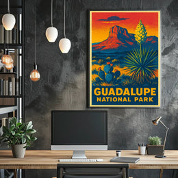 Guadalupe National Park Sunset Vintage Travel Voyager Poster