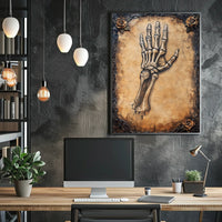 Skeletal Hand Emerging Art Design - Abstract, Artistic Poster