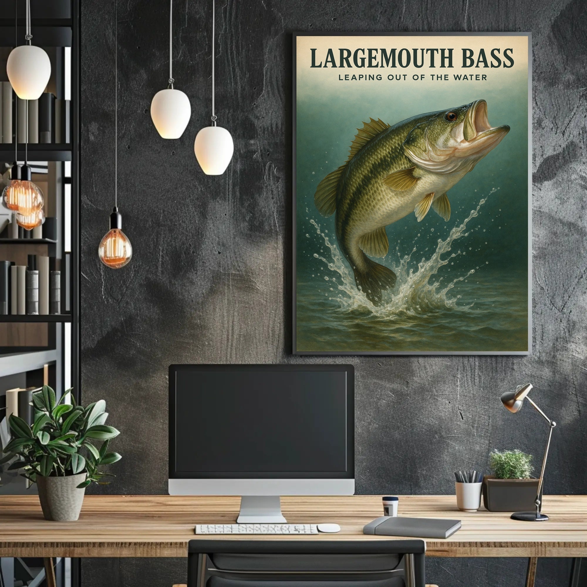 Largemouth Bass  Leaping Out of the Water Poster PosterGoat