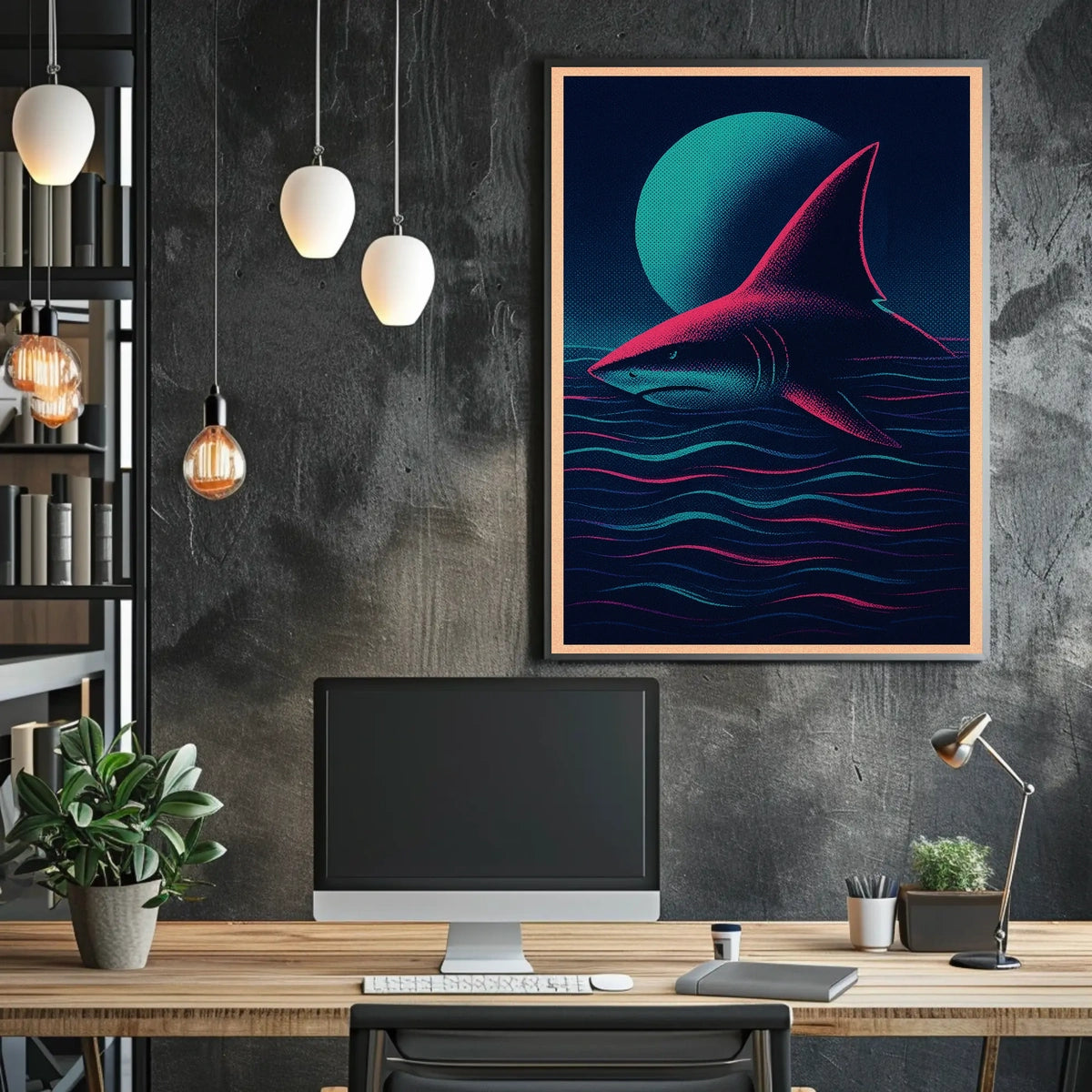 Moonlit Shark Poster