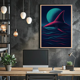 Moonlit Shark Poster