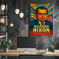 Richard Nixon 37th President of the United States Colorful Comic Book Style Poster
